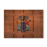 New Jersey State Historic Flag on Wood DaydreamHQ Rustic Flags 22"x16"