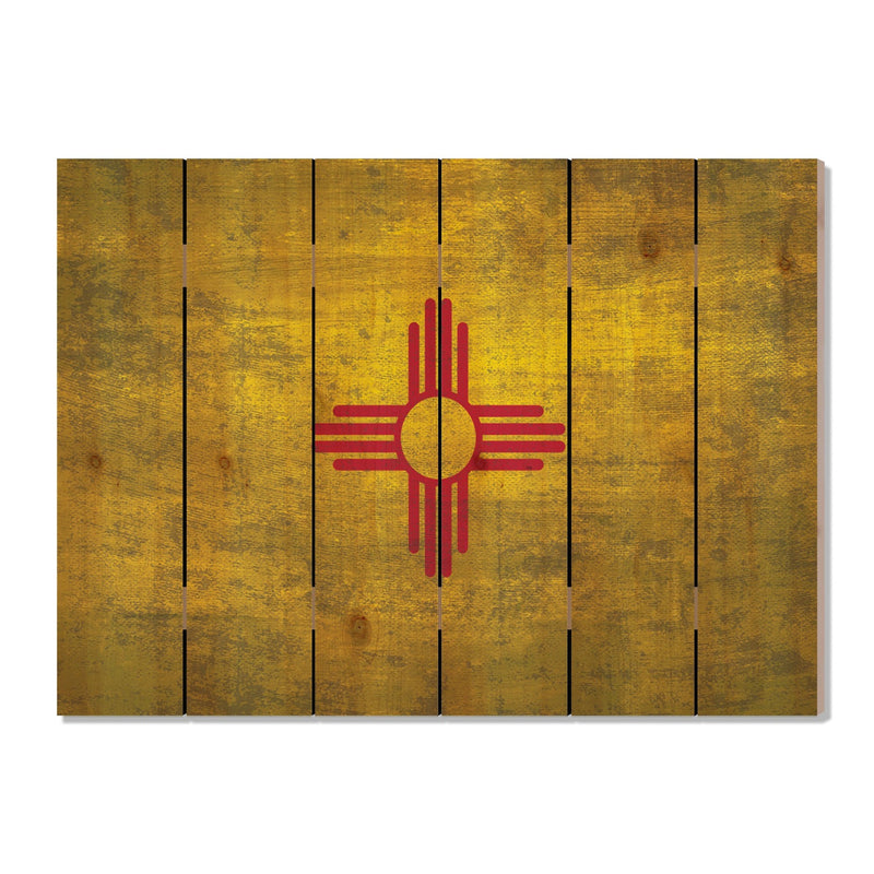 New Mexico State Historic Flag on Wood DaydreamHQ Rustic Flags 33"x24"