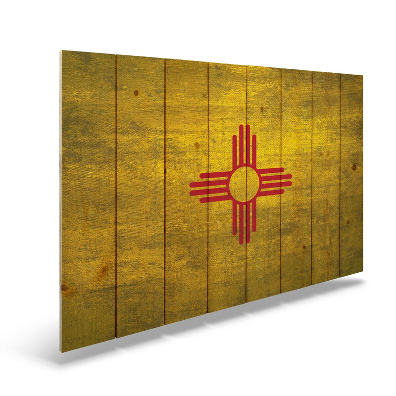 New Mexico State Historic Flag on Wood