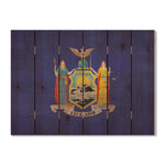 New York State Historic Flag on Wood DaydreamHQ Rustic Flags 33"x24"