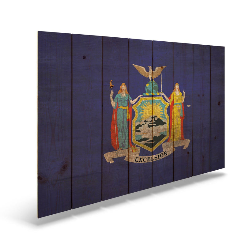 New York State Historic Flag on Wood