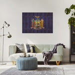 New York State Historic Flag on Wood DaydreamHQ Rustic Flags
