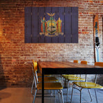 New York State Historic Flag on Wood DaydreamHQ Rustic Flags 44"x30"