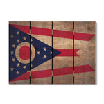 Ohio State Historic Flag on Wood DaydreamHQ Rustic Flags 22"x16"