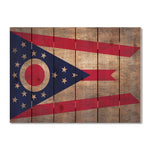 Ohio State Historic Flag on Wood DaydreamHQ Rustic Flags 33"x24"