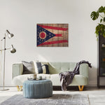 Ohio State Historic Flag on Wood DaydreamHQ Rustic Flags 33"x24"