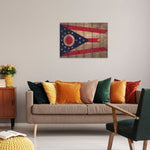 Ohio State Historic Flag on Wood DaydreamHQ Rustic Flags