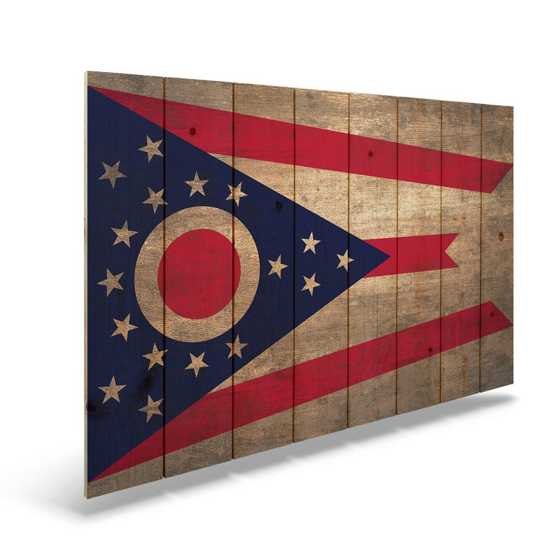Ohio State Historic Flag on Wood