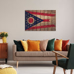 Ohio State Historic Flag on Wood DaydreamHQ Rustic Flags