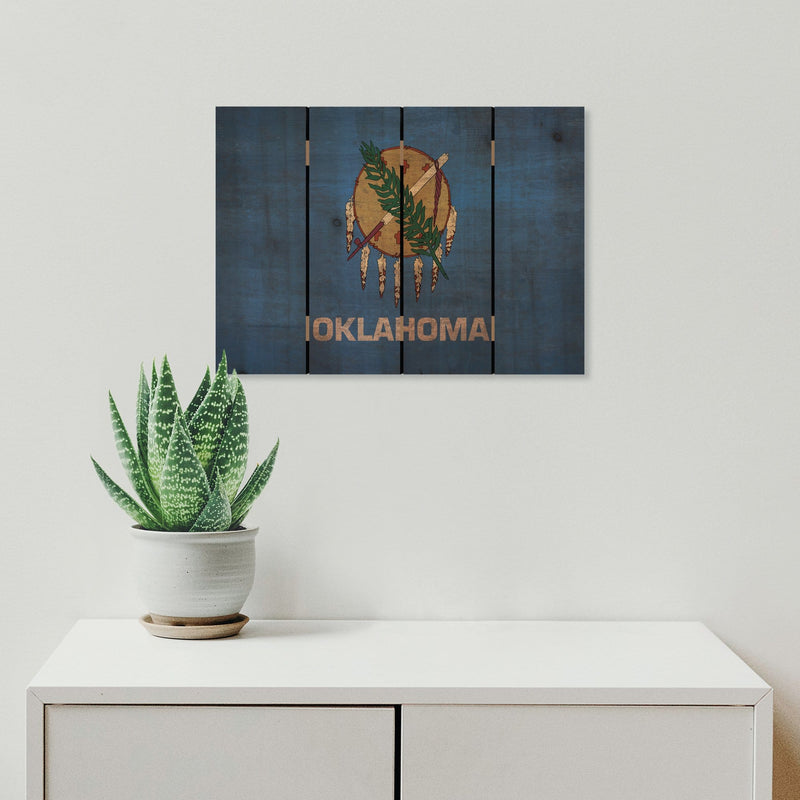 Oklahoma State Historic Flag on Wood DaydreamHQ Rustic Flags