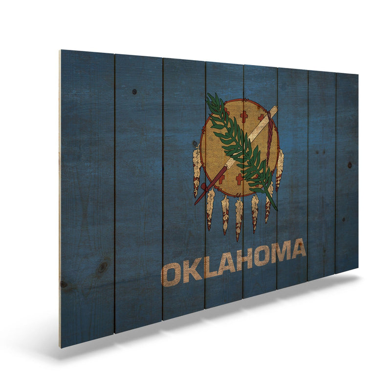Oklahoma State Historic Flag on Wood