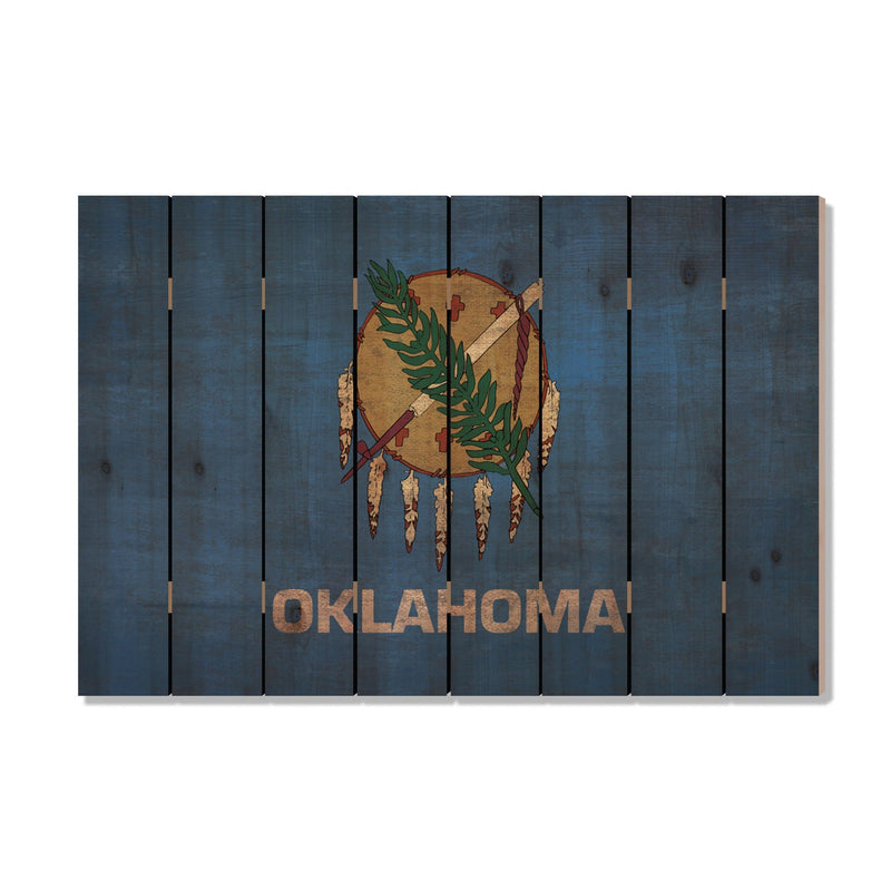 Oklahoma State Historic Flag on Wood DaydreamHQ Rustic Flags 44"x30"