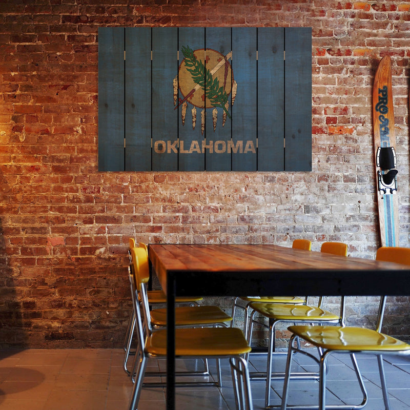 Oklahoma State Historic Flag on Wood DaydreamHQ Rustic Flags 44"x30"
