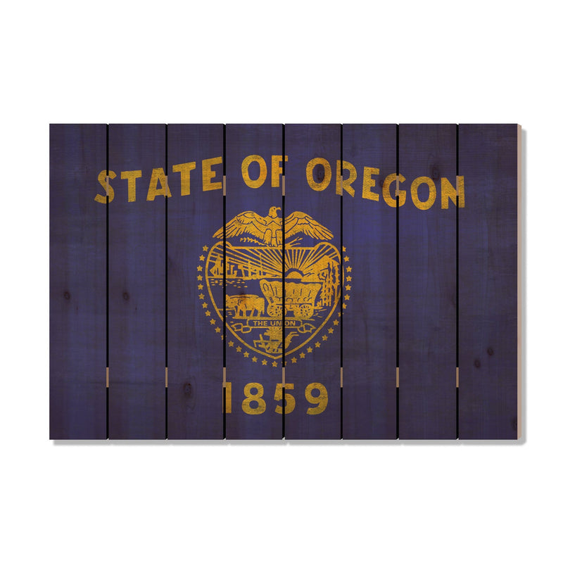 Oregon State Historic Flag on Wood DaydreamHQ Rustic Flags 44"x30"