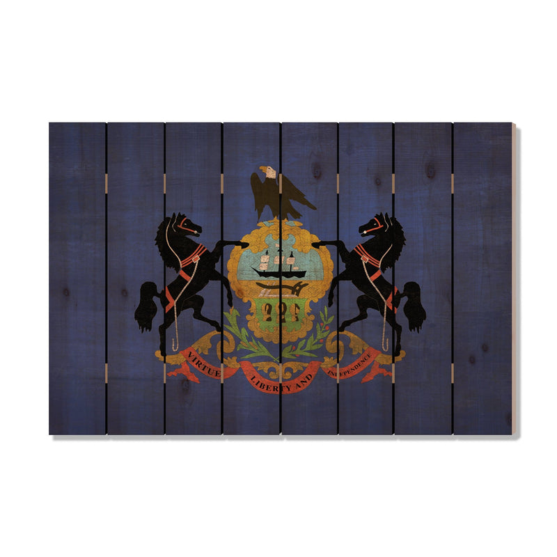 Pennsylvania State Historic Flag on Wood DaydreamHQ Rustic Flags 44"x30"