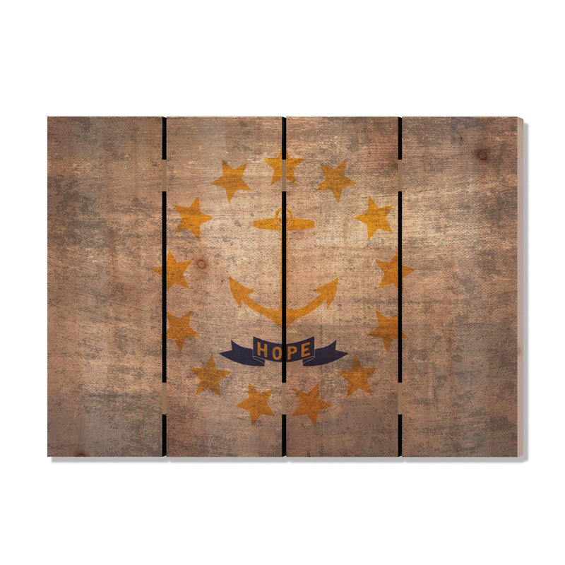 Rhode Island State Historic Flag on Wood DaydreamHQ Rustic Flags 22"x16"