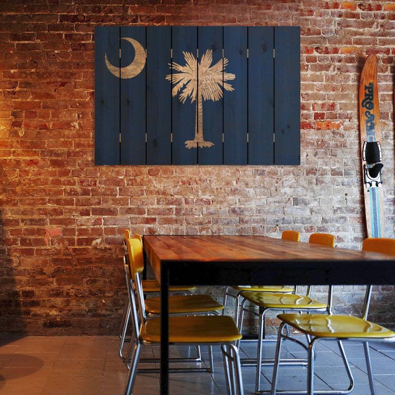 South Carolina State Historic Flag on Wood DaydreamHQ Rustic Flags 44"x30"
