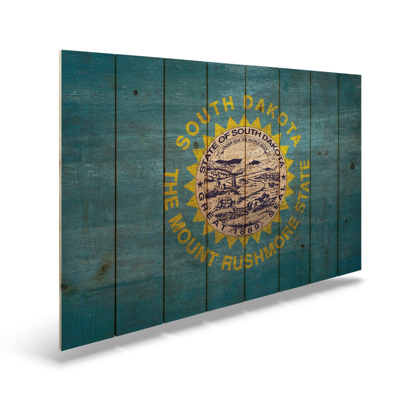 South Dakota State Historic Flag on Wood