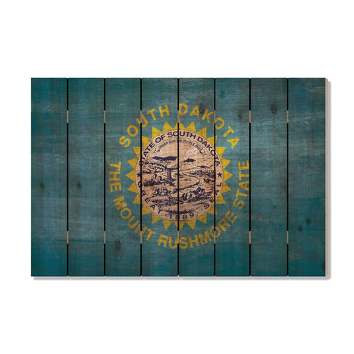 South Dakota State Historic Flag on Wood DaydreamHQ Rustic Flags 44"x30"
