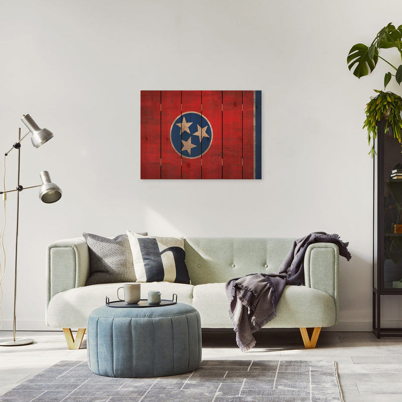Tennessee State Historic Flag on Wood DaydreamHQ Rustic Flags 33"x24"