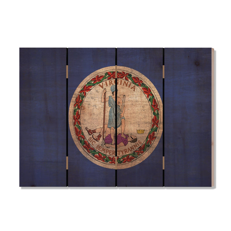 Virginia State Historic Flag on Wood DaydreamHQ Rustic Flags 22"x16"