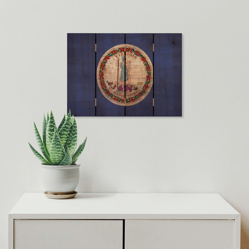 Virginia State Historic Flag on Wood DaydreamHQ Rustic Flags
