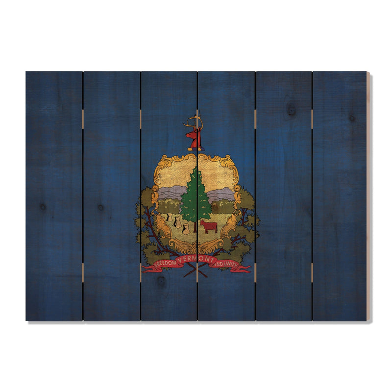 Vermont State Historic Flag on Wood DaydreamHQ Rustic Flags 33"x24"