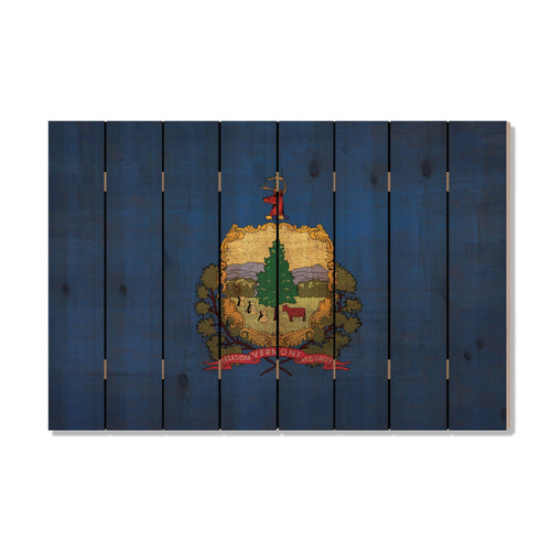 Vermont State Historic Flag on Wood DaydreamHQ Rustic Flags 44"x30"