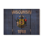 Wisconsin State Historic Flag on Wood DaydreamHQ Rustic Flags 22"x16"