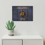 Wisconsin State Historic Flag on Wood DaydreamHQ Rustic Flags