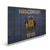 Wisconsin State Historic Flag on Wood