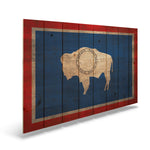 Wyoming State Historic Flag on Wood