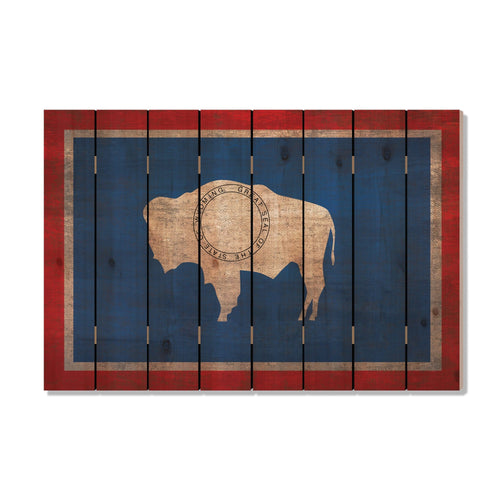 Wyoming State Historic Flag on Wood DaydreamHQ Rustic Flags 44"x30"