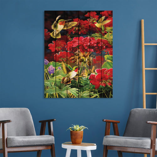 Hummingbird & Geranium by Giordano DaydreamHQ Fine Art on Wood 32x42