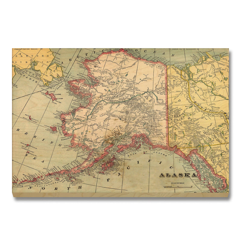 Alaska Map from 1909 DaydreamHQ Grand Wood Wall Art 24x18