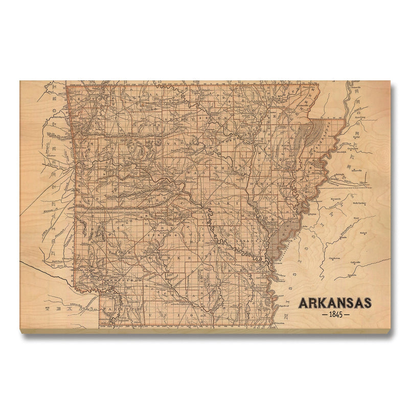 Arkansas Map from 1845 DaydreamHQ Grand Wood Wall Art 36x24
