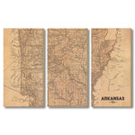 Arkansas Map from 1845 DaydreamHQ Grand Wood Wall Art 72x48 (3pc set)