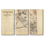 Arizona Map from 1879 DaydreamHQ Grand Wood Wall Art 72x48 (3pc set)