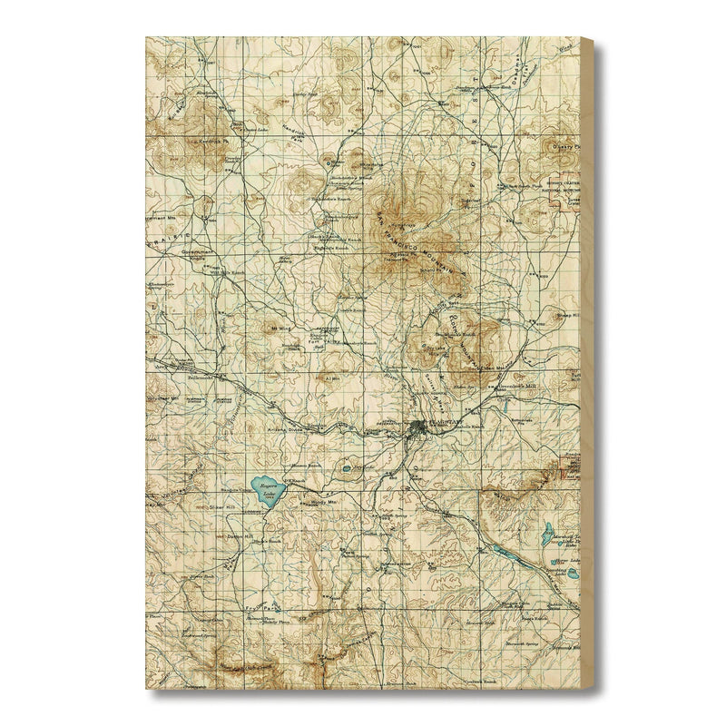 Flagstaff, Arizona Map from 1908 DaydreamHQ Grand Wood Wall Art 18x24