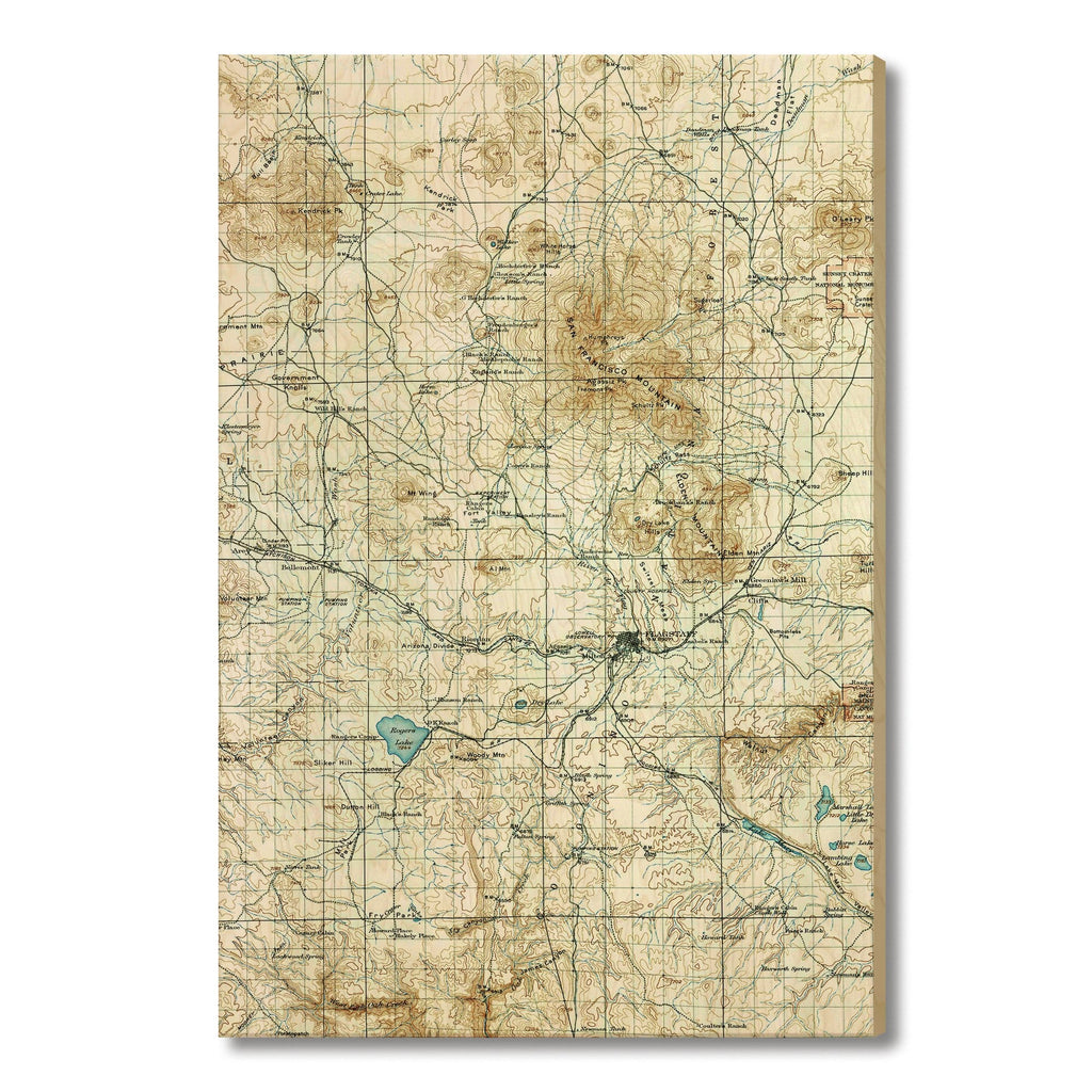 Flagstaff, Arizona Map from 1908 DaydreamHQ Grand Wood Wall Art 32x48