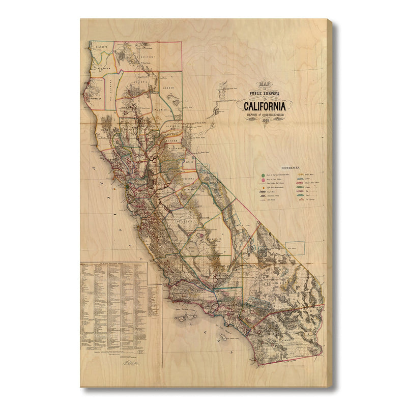 California Map from 1866 DaydreamHQ Grand Wood Wall Art 24x36