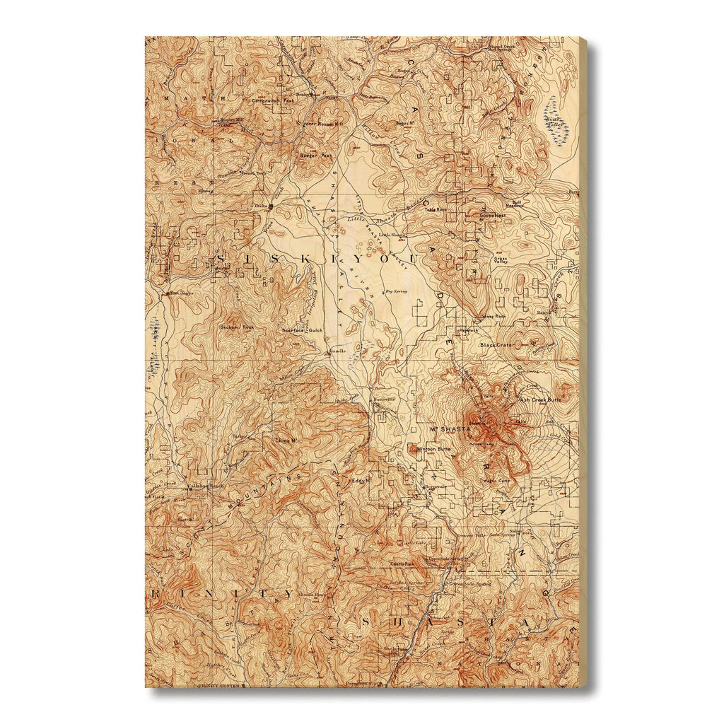 Mt. Shasta, California Map from 1894 DaydreamHQ Grand Wood Wall Art 32x48