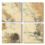 San Francisco, California Map from 1895 DaydreamHQ Grand Wood Wall Art 48x48 (4pc set)