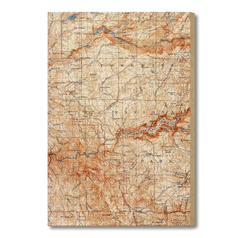 Yosemite, California Map from 1909 DaydreamHQ Grand Wood Wall Art 18x24