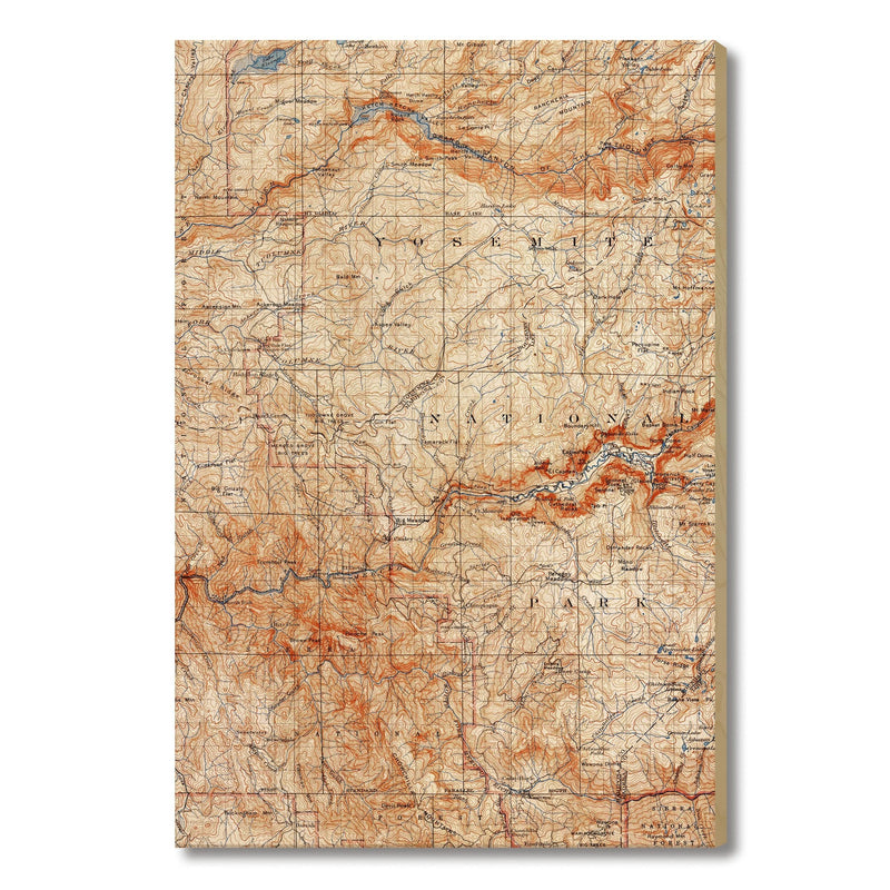 Yosemite, California Map from 1909 DaydreamHQ Grand Wood Wall Art 24x36
