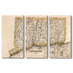 Connecticut Map from 1846 DaydreamHQ Grand Wood Wall Art 72x48 (3pc set)