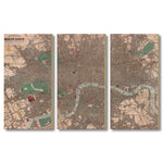 London, England Map from 1862 DaydreamHQ Grand Wood Wall Art 60x40 (3pc set)