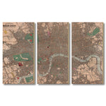 London, England Map from 1862 DaydreamHQ Grand Wood Wall Art 72x48 (3pc set)