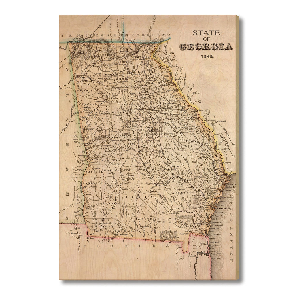 Georgia Map from 1845 DaydreamHQ Grand Wood Wall Art 32x48