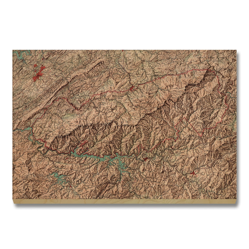 Great Smokey Mountains Map from 1963 DaydreamHQ Grand Wood Wall Art 24x18